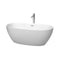 Wyndham Juno 63" Soaking Bathtub In Matte White With Floor Mounted Faucet Drain And Overflow Trim In Polished Chrome WCBTE306163MWATP11PC