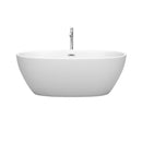 Wyndham Juno 63" Soaking Bathtub in Matte White with Floor Mounted Faucet Drain and Overflow Trim in Polished Chrome WCBTE306163MWATP11PC