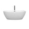 Wyndham Juno 63" Soaking Bathtub in Matte White with Floor Mounted Faucet Drain and Overflow Trim in Matte Black WCBTE306163MWMBATPBK