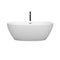 Wyndham Juno 63" Soaking Bathtub in Matte White with Polished Chrome Trim and Floor Mounted Faucet in Matte Black WCBTE306163MWPCATPBK