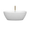 Wyndham Juno 63" Soaking Bathtub in Matte White with Polished Chrome Trim and Floor Mounted Faucet in Brushed Gold WCBTE306163MWPCATPGD