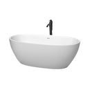 Wyndham Juno 63" Soaking Bathtub In Matte White With Shiny White Trim And Floor Mounted Faucet In Matte Black WCBTE306163MWSWATPBK