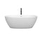 Wyndham Juno 63" Soaking Bathtub in Matte White with Shiny White Trim and Floor Mounted Faucet in Matte Black WCBTE306163MWSWATPBK