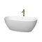 Wyndham Juno 63" Soaking Bathtub In Matte White With Shiny White Trim And Floor Mounted Faucet In Brushed Gold WCBTE306163MWSWATPGD