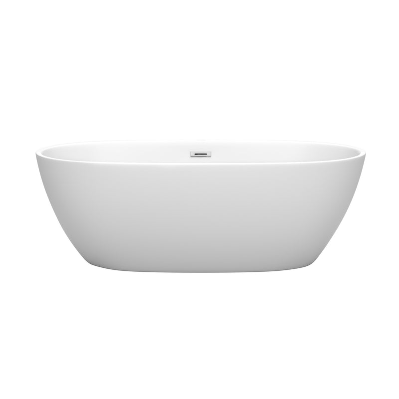 Wyndham Juno 67" Soaking Bathtub in Matte White with Polished Chrome Trim WCBTE306167MW