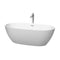 Wyndham Juno 67" Soaking Bathtub In Matte White With Floor Mounted Faucet Drain And Overflow Trim In Polished Chrome WCBTE306167MWATP11PC