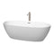 Wyndham Juno 71" Soaking Bathtub In Matte White With Floor Mounted Faucet Drain And Overflow Trim In Brushed Nickel WCBTE306171MWATP11BN