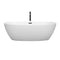 Wyndham Juno 71" Soaking Bathtub in Matte White with Floor Mounted Faucet Drain and Overflow Trim in Matte Black WCBTE306171MWMBATPBK