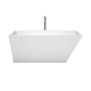 Wyndham Hannah 59" Freestanding Bathtub in White with Floor Mounted Faucet Drain and Overflow Trim in Polished Chrome WCBTK150159ATP11PC