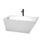 Wyndham Hannah 59" Soaking Bathtub In White With Floor Mounted Faucet Drain And Overflow Trim In Matte Black WCBTK150159MBATPBK