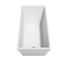 Wyndham Hannah 59" Soaking Bathtub in White with Floor Mounted Faucet Drain and Overflow Trim in Matte Black WCBTK150159MBATPBK