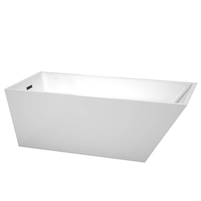 Wyndham Hannah 67" Soaking Bathtub In White With Matte Black Trim WCBTK150167MBTRIM