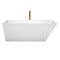 Wyndham Hannah 67" Soaking Bathtub in White with Polished Chrome Trim and Floor Mounted Faucet in Brushed Gold WCBTK150167PCATPGD