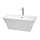 Wyndham Tiffany 59" Small Soaking Bathtub In White Brushed Nickel Trim And Brushed Nickel Floor Mounted Faucet WCBTK150459ATP11BN