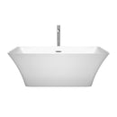 Wyndham Tiffany 59" Freestanding Bathtub in White with Floor Mounted Faucet Drain and Overflow Trim in Polished Chrome WCBTK150459ATP11PC