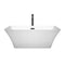 Wyndham Tiffany 59" Small Soaking Bathtub in White with Floor Mounted Faucet Drain and Overflow Trim in Matte Black WCBTK150459MBATPBK