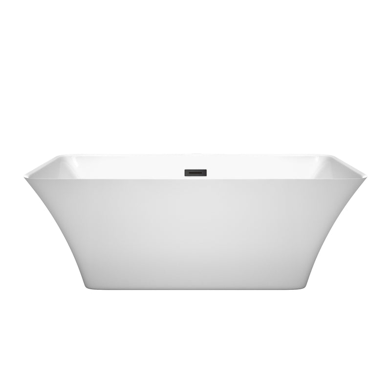 Wyndham Tiffany 59" Small Soaking Bathtub in White with Matte Black Trim WCBTK150459MBTRIM