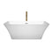 Wyndham Tiffany 59" Small Soaking Bathtub in White with Polished Chrome Trim and Floor Mounted Faucet in Brushed Gold WCBTK150459PCATPGD