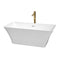 Wyndham Tiffany 59" Small Soaking Bathtub In White With Shiny White Trim And Floor Mounted Faucet In Brushed Gold WCBTK150459SWATPGD