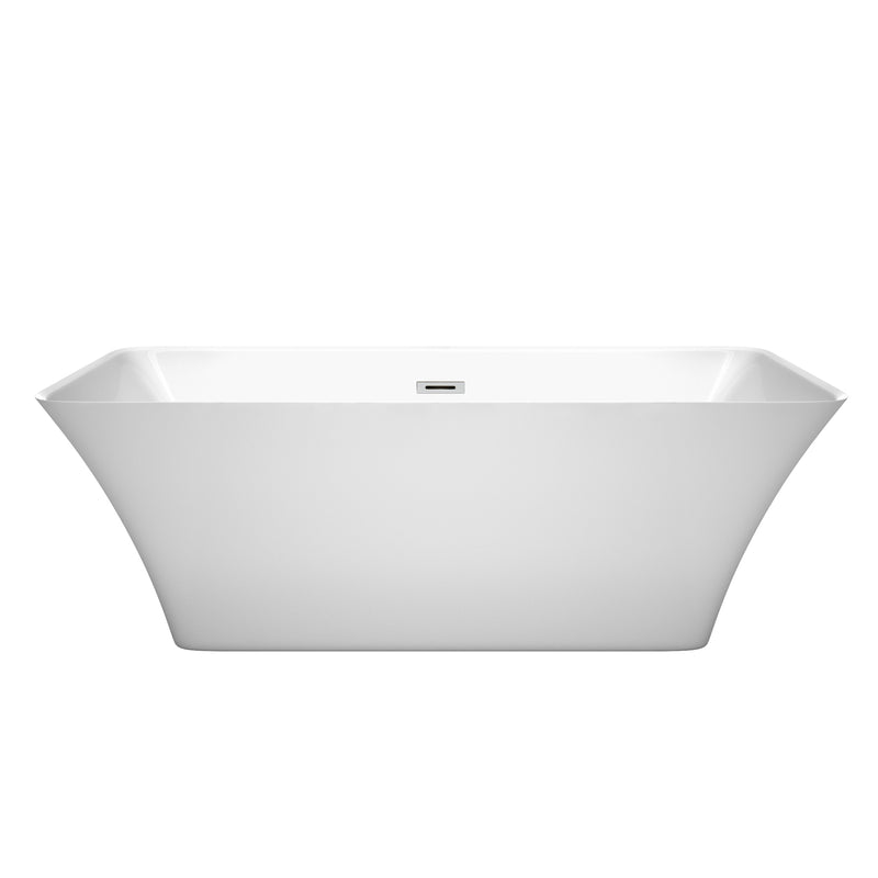 Wyndham Tiffany 67" Freestanding Bathtub in White with Polished Chrome Drain and Overflow Trim WCBTK150467