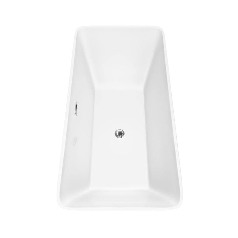 Wyndham Tiffany 67" Freestanding Bathtub in White with Polished Chrome Drain and Overflow Trim WCBTK150467