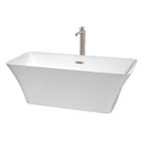 Wyndham Tiffany 67" Large Soaking Bathtub In White Brushed Nickel Trim And Brushed Nickel Floor Mounted Faucet WCBTK150467ATP11BN