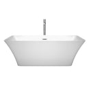 Wyndham Tiffany 67" Freestanding Bathtub in White with Floor Mounted Faucet Drain and Overflow Trim in Polished Chrome WCBTK150467ATP11PC