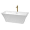 Wyndham Tiffany 67" Large Soaking Bathtub In White With Polished Chrome Trim And Floor Mounted Faucet In Brushed Gold WCBTK150467PCATPGD