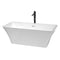 Wyndham Tiffany 67" Large Soaking Bathtub In White With Shiny White Trim And Floor Mounted Faucet In Matte Black WCBTK150467SWATPBK