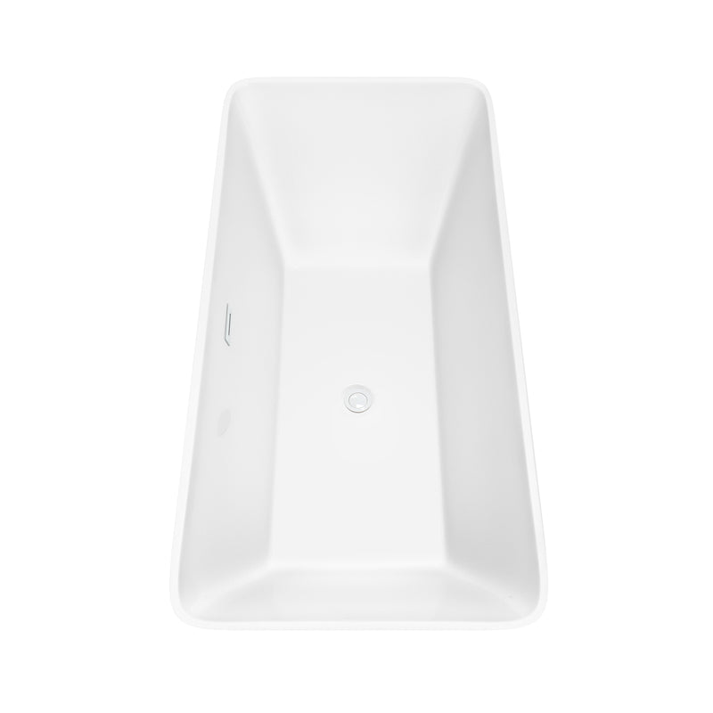 Wyndham Tiffany 67" Large Soaking Bathtub in White with Shiny White Trim and Floor Mounted Faucet in Matte Black WCBTK150467SWATPBK