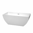 Wyndham Rachel 59" Freestanding Bathtub In White With Polished Chrome Drain And Overflow Trim WCBTK150559