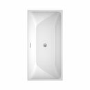 Wyndham Rachel 59" Freestanding Bathtub in White with Floor Mounted Faucet Drain and Overflow Trim in Polished Chrome WCBTK150559ATP11PC