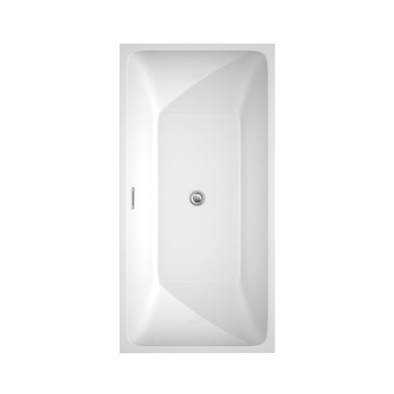 Wyndham Rachel 59" Freestanding Bathtub in White with Polished Chrome Drain and Overflow Trim WCBTK150559