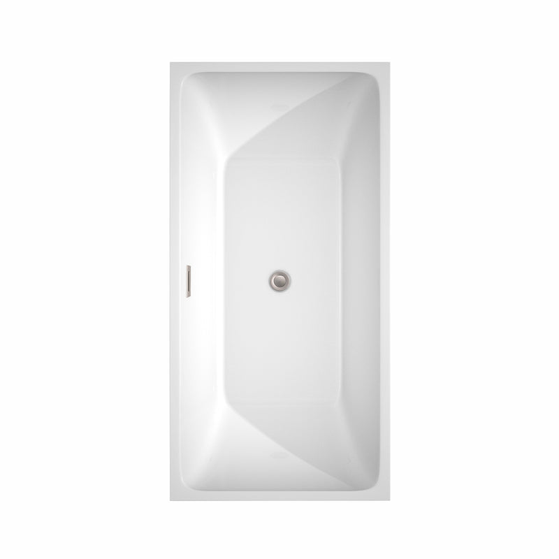 Wyndham Rachel 59" Soaking Bathtub in White with Brushed Nickel Trim WCBTK150559BNTRIM