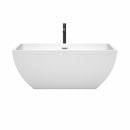 Wyndham Rachel 59" Soaking Bathtub in White with Polished Chrome Trim and Floor Mounted Faucet in Matte Black WCBTK150559PCATPBK