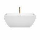 Wyndham Rachel 59" Soaking Bathtub in White with Shiny White Trim and Floor Mounted Faucet in Brushed Gold WCBTK150559SWATPGD