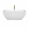 Wyndham Rachel 59" Soaking Bathtub in White with Shiny White Trim and Floor Mounted Faucet in Brushed Gold WCBTK150559SWATPGD