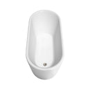 Wyndham Ursula 59" Soaking Bathtub in White Brushed Nickel Trim and Brushed Nickel Floor Mounted Faucet WCBTK151159ATP11BN