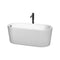 Wyndham Ursula 59" Soaking Bathtub In White With Floor Mounted Faucet Drain And Overflow Trim In Matte Black WCBTK151159MBATPBK