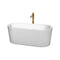 Wyndham Ursula 59" Soaking Bathtub In White With Polished Chrome Trim And Floor Mounted Faucet In Brushed Gold WCBTK151159PCATPGD