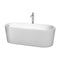 Wyndham Ursula 67" Freestanding Bathtub In White With Polished Chrome Drain And Overflow Trim And Floor Mounted Faucet WCBTK151167ATP11PC