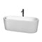 Wyndham Ursula 67" Soaking Bathtub In White With Floor Mounted Faucet Drain And Overflow Trim In Matte Black WCBTK151167MBATPBK