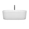 Wyndham Ursula 67" Soaking Bathtub in White with Floor Mounted Faucet Drain and Overflow Trim in Matte Black WCBTK151167MBATPBK