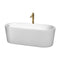 Wyndham Ursula 67" Soaking Bathtub In White With Polished Chrome Trim And Floor Mounted Faucet In Brushed Gold WCBTK151167PCATPGD