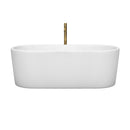 Wyndham Ursula 67" Soaking Bathtub in White with Polished Chrome Trim and Floor Mounted Faucet in Brushed Gold WCBTK151167PCATPGD