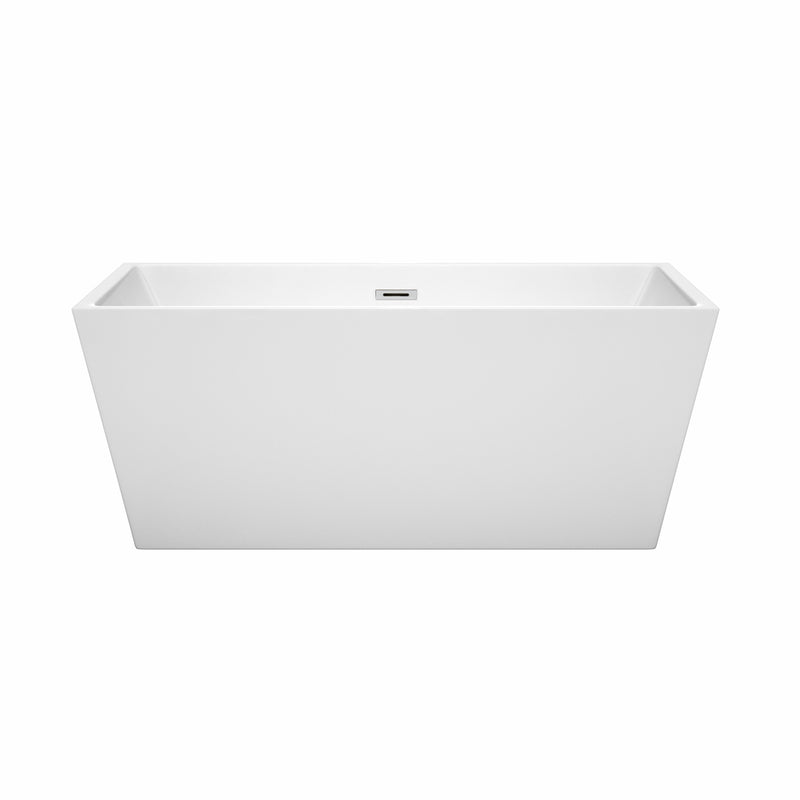 Wyndham Sara 59" Freestanding Bathtub in White with Polished Chrome Drain and Overflow Trim WCBTK151459