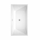 Wyndham Sara 59" Soaking Bathtub in White with Polished Chrome Trim and Floor Mounted Faucet in Brushed Gold WCBTK151459PCATPGD