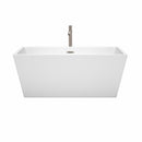 Wyndham Sara 59" Soaking Bathtub in White Brushed Nickel Trim and Brushed Nickel Floor Mounted Faucet WCBTK151459ATP11BN