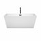 Wyndham Sara 59" Soaking Bathtub in White with Floor Mounted Faucet Drain and Overflow Trim in Matte Black WCBTK151459MBATPBK