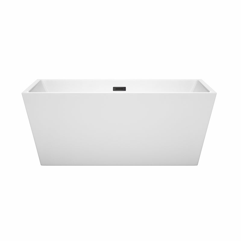 Wyndham Sara 59" Soaking Bathtub in White with Matte Black Trim WCBTK151459MBTRIM